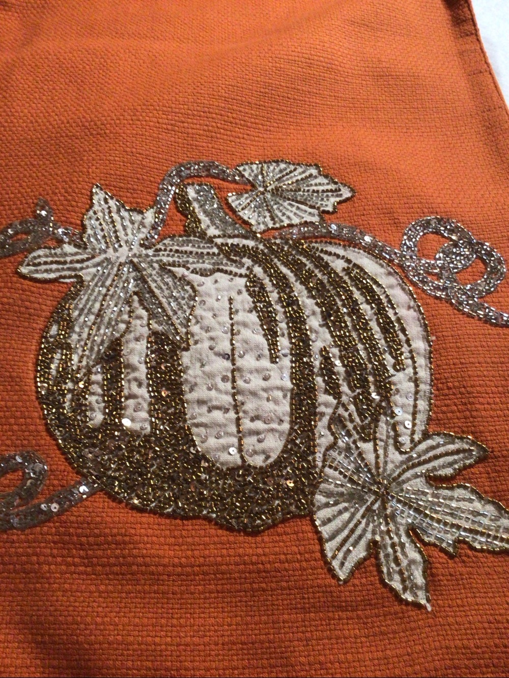 Envogue Beaded Pumpkin Table Runner Orange Silver Thanksgiving
Fall Chic Shabby